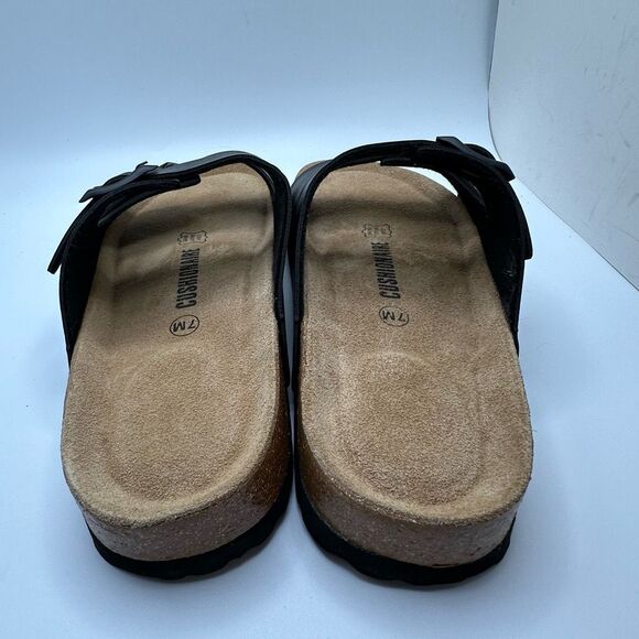 CUSHIONAIRE Women's Cork Footbed Sandal With +Comfort 7 BLACK - Picture 4 of 7